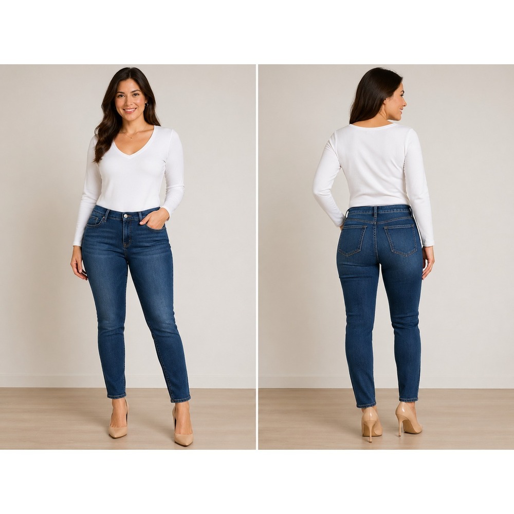Loft Skinny Jeans Women's 12P Blue Denim Curvy Workwear Travel Stretch Summer